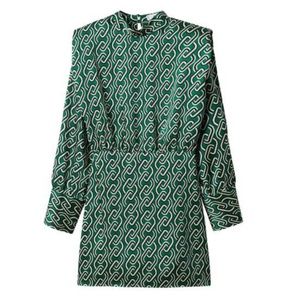 MANGO green chain print long sleeve dress, 4